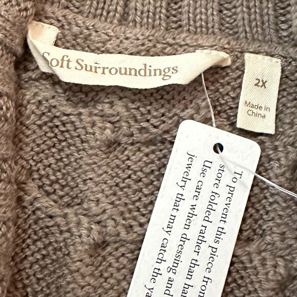 NWT Soft Surroundings Brown Chunky Sweater Cardigan Women's 2X 2XL - Picture 3 of 5